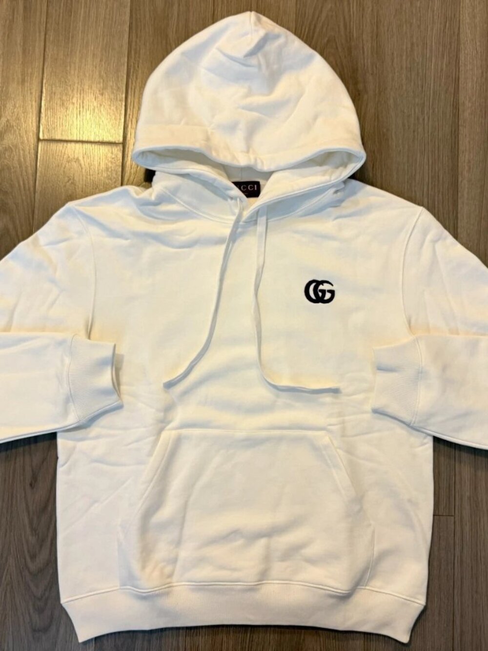 Gucci Cotton Jersey Hooded Sweatshirt with Embroidery hoodie white sz M
